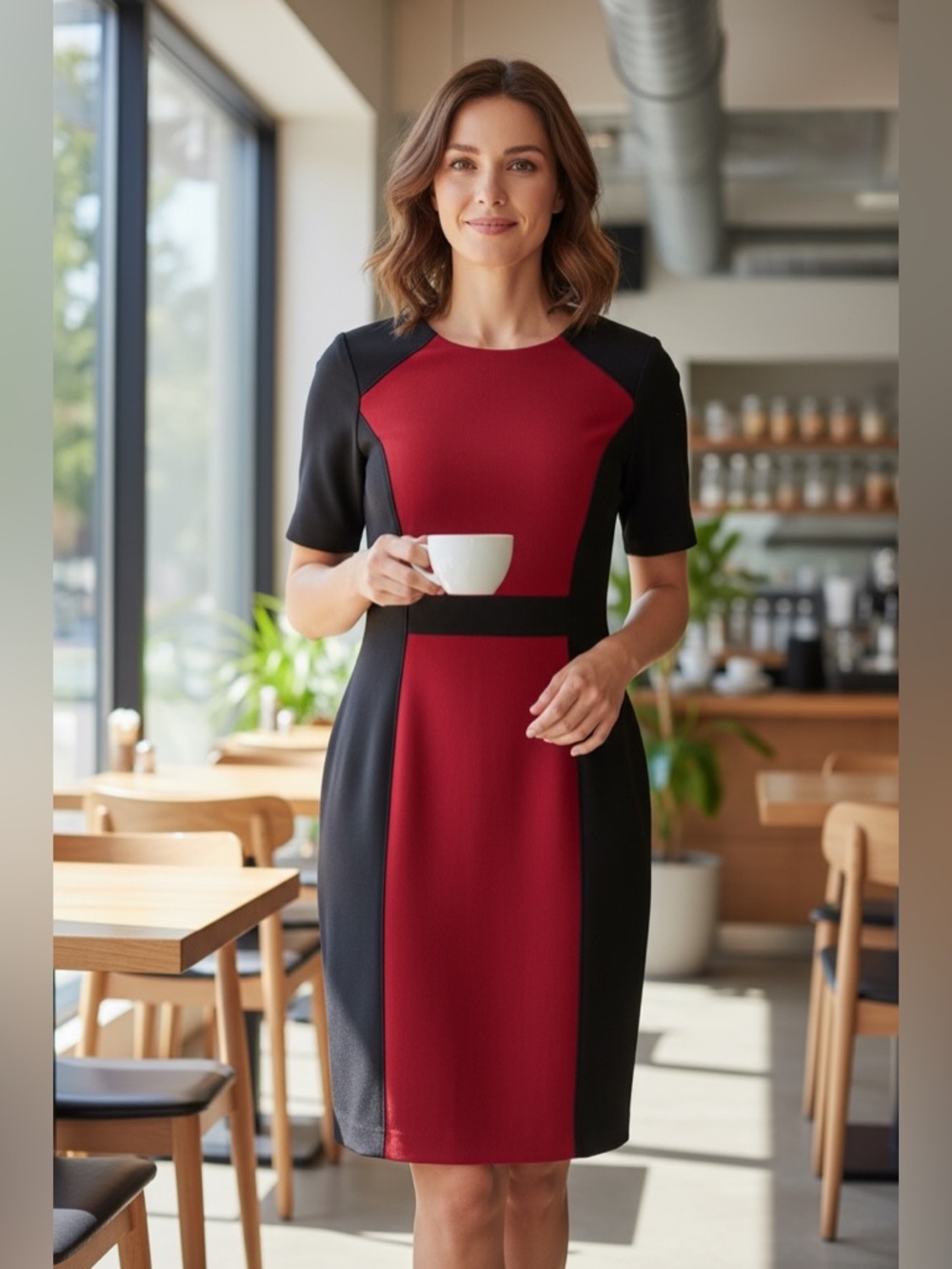 Tahari Arthur S. Levine Elegant Burgandy & Black Dress | New Without Tags